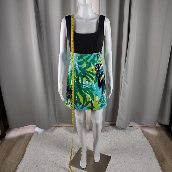 Alyx Women's Blue, Green, Black, Tropical Sleeveless Fitted Midi Dress Size 4 - Picture 5 of 11